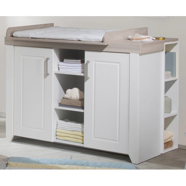 Fehér alacsony gyerek komód pelenkázó feltéttel szilfa dekorral 120x98 cm Felicia – Roba-image-1