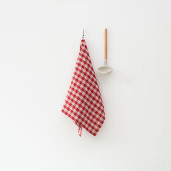 Len konyharuha 45x65 cm Red Gingham – Linen Tales