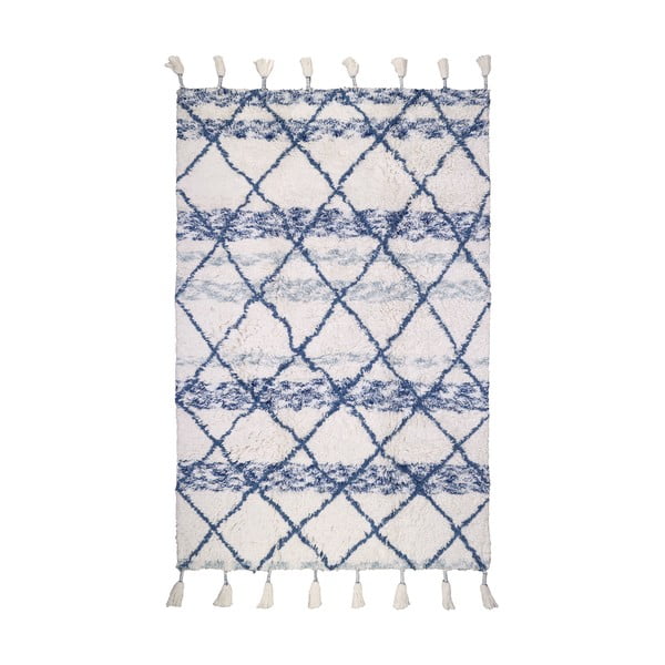 Kilkay kék-fehér kézzel készített pamutszőnyeg, 100 x 160 cm - Nattiot