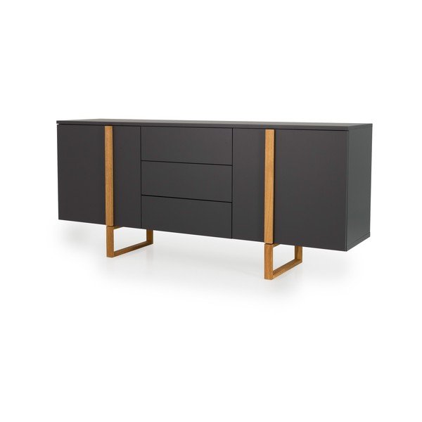 Birka antracitszürke komód tölgyfa lábakkal, 177 x 78 cm - Tenzo-image-2