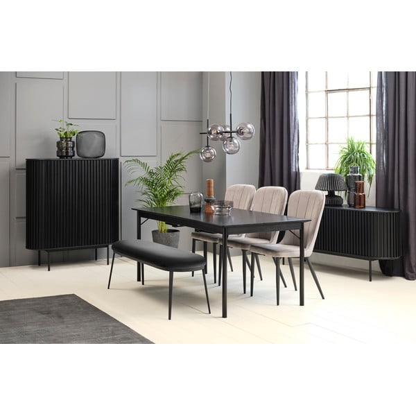 Fekete szekrény tölgyfa dekorral 125x110 cm Siena – Unique Furniture-image-3