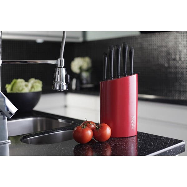 Piros késtartó, 5 késes - Vialli Design-image-3