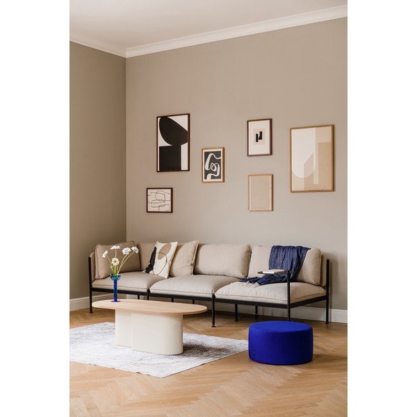 Bézs dohányzóasztal tölgyfa dekoros asztallappal 50x115 cm Looi – noo.ma-image-4