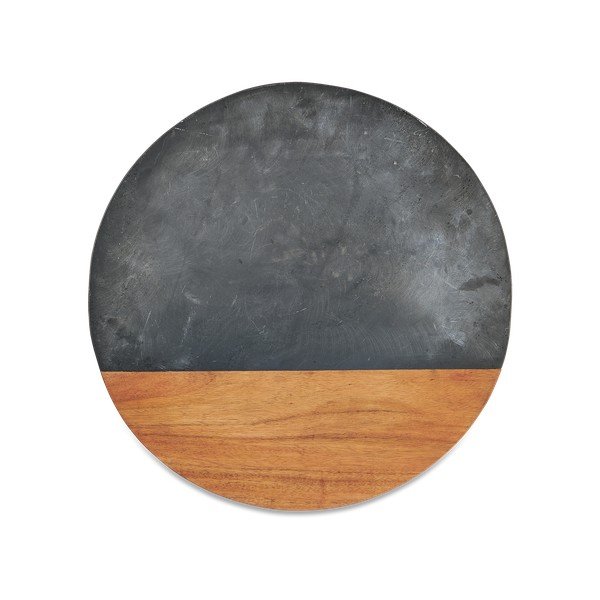 Fala kerek vágódeszka palából és akácfából, ø 40 cm - Nkuku