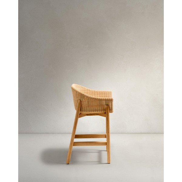 Natúr színű párnázott-rattan kerti bárszék Galea – Kave Home-image-4