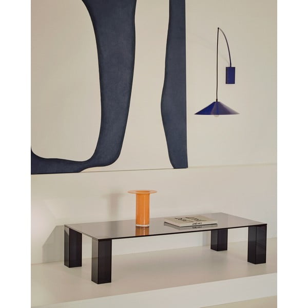 Sötétszürke üveg dohányzóasztal 60x140 cm Adularia – Kave Home-image-1