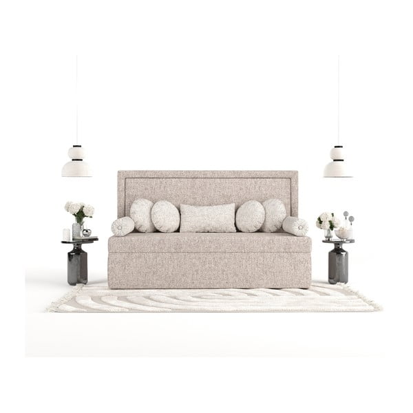 Világosbarna kárpitozott egyszemélyes ágy 80x200 cm Scala – Maison de Rêve-image-4