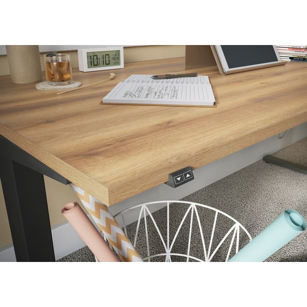 Íróasztal elektromosan állítható magassággal tölgyfa dekoros asztallappal 80x180 cm Lissabon – Germania-image-3