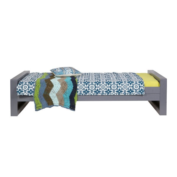 Szürke egyszemélyes ágy 90x200 cm Dennis – WOOOD-image-1