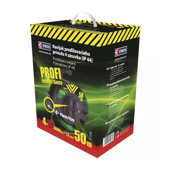 Fekete hosszabbító kábel 4 csatlakozóval 50 m - EMOS-image-1