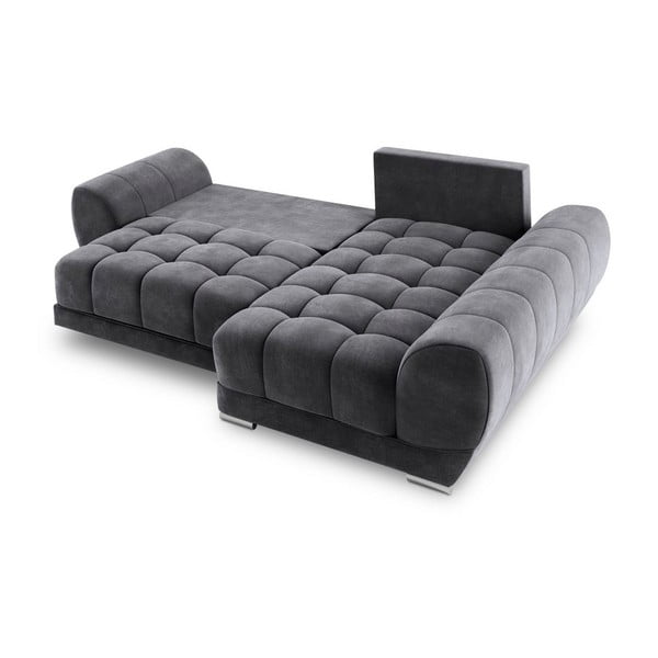Nuage sötétszürke kinyitható sarokkanapé bársony kárpittal, jobb oldali - Windsor & Co Sofas-image-4