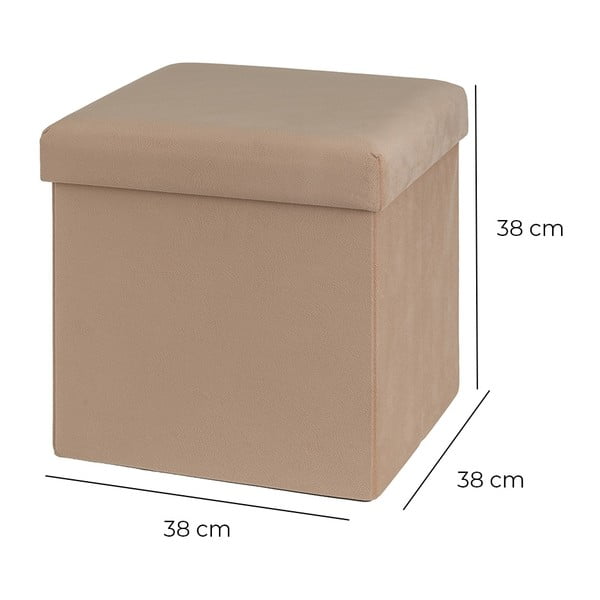 Világosbarna bársony puff Estela – Casa Selección-image-3