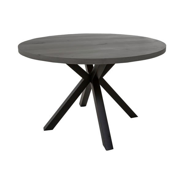 Maison szürke kerek étkezőasztal fekete lábakkal, ø 120 cm - Canett