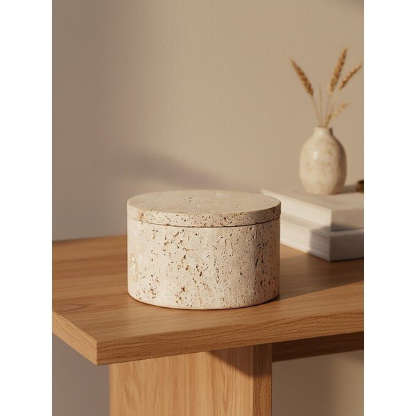 Natúr színű dekoratív kő tárolódoboz ø 14x8 cm Tibor – Premier Housewares-image-1