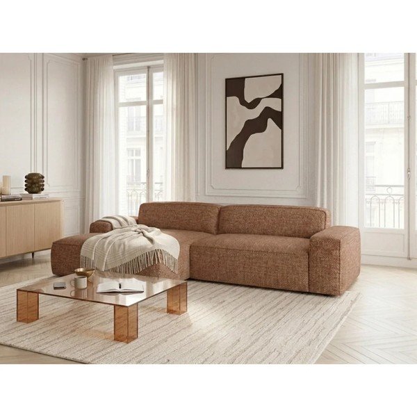 Narancssárga kinyitható-elektromos ülésállítással sarokkanapé (bal oldali) Abel – Bobochic Paris-image-2