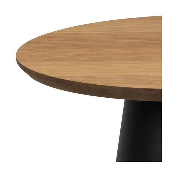 Fekete-natúr színű kerek dohányzóasztal tölgyfa dekoros asztallappal ø 45 cm Soli – Actona-image-4