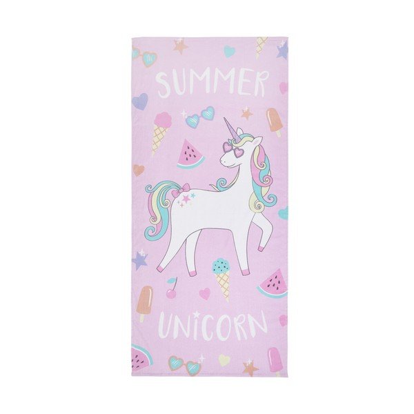 Rózsaszín-lila pamut strandtörölköző 76x160 cm Summer Unicorn – Catherine Lansfield