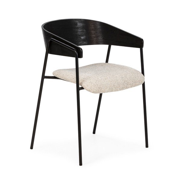 Fekete-bézs kárpitozott karfás étkezőfotel szett 2 db-os Cora – MOME