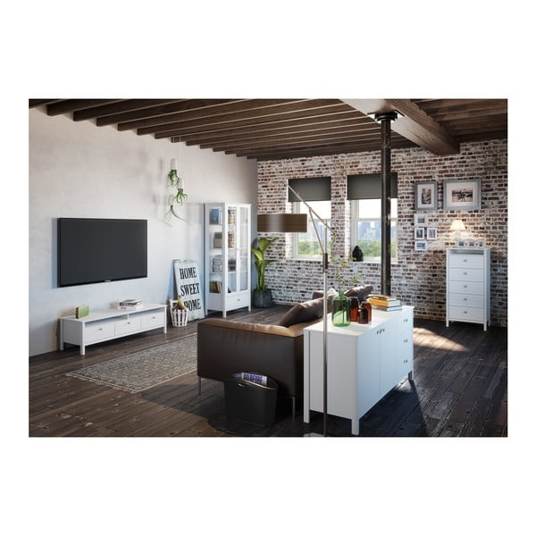 New York fehér keskeny komód 5 fiókkal, magassg 120 cm - Steens-image-4