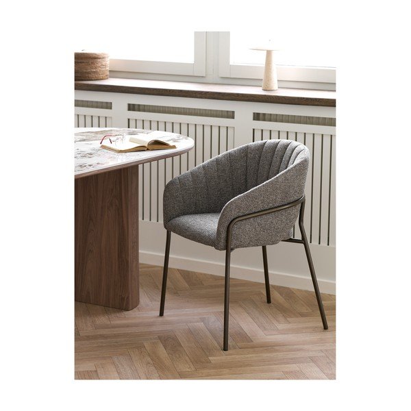 Szürke acél karfás étkezőfotel Costa – House Nordic-image-1