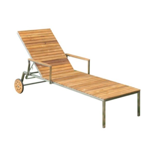 Barna fém kerti napozóágy Denver – Garden Pleasure-image-1