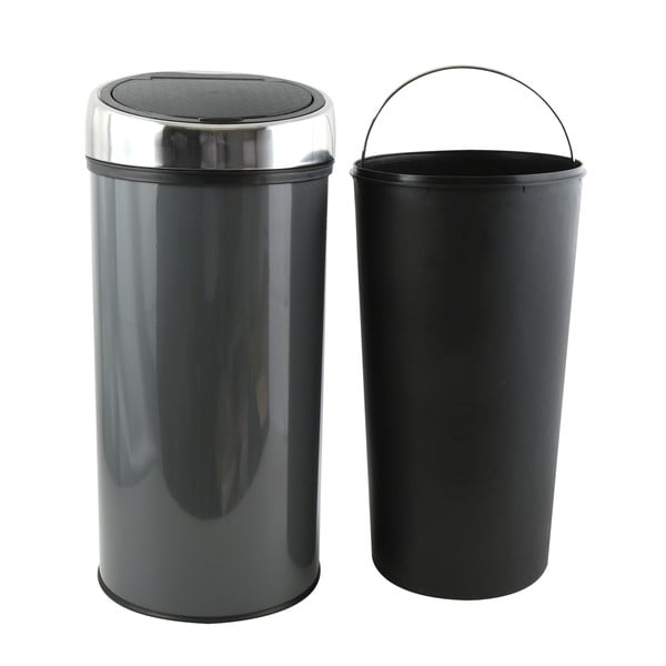 Sötétszürke acél érintésre nyíló szemetes 30 l – MSV-image-2