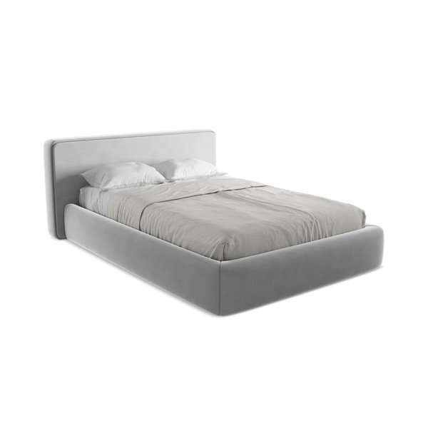 Szürke kárpitozott ágyneműtartós franciaágy ágyráccsal 140x200 cm Kiana – Makamii-image-2