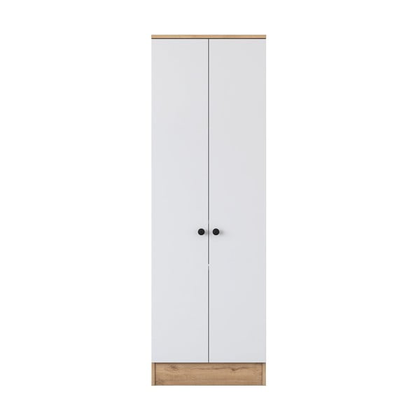 Fehér-natúr színű ruhásszekrény diófa dekorral 60x183 cm Theresa – Kalune Design