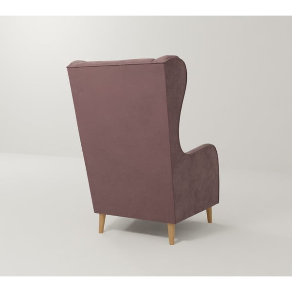 Rózsaszín bársony füles fotel Carole – Ropez-image-2