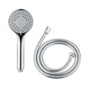 Fényes ezüstszínű zuhanyfej csővel Basic Line – Wenko