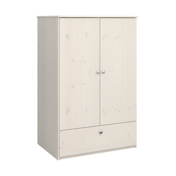 Fehér tömör borovi fenyő gyerek ruhásszekrény 80x123 cm Memphis - Tvilum-image-2