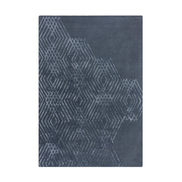 Diamonds kék gyapjú szőnyeg, 120 x 170 cm - Flair Rugs
