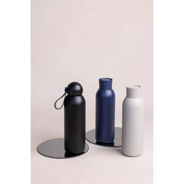 Fekete rozsdamentes acél termopalack szívószállal 500 ml Tekla – Sagaform-image-4