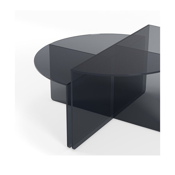 Szürke üveg kerek dohányzóasztal szett 2 db-os ø 80 cm Velta – MOME-image-4