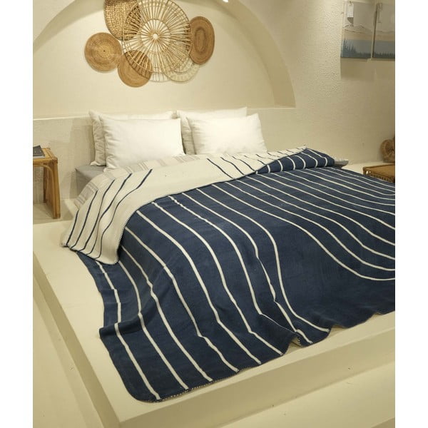 Fehér-sötétkék ágytakaró egyszemélyes ágyra 150x200 cm Twin – Oyo Concept