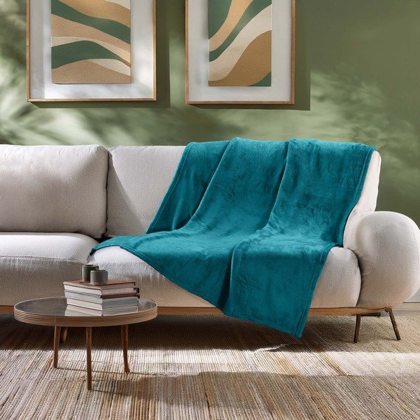 Kék mikroflanel takaró 125x150 cm Flanou – douceur d'intérieur-image-2