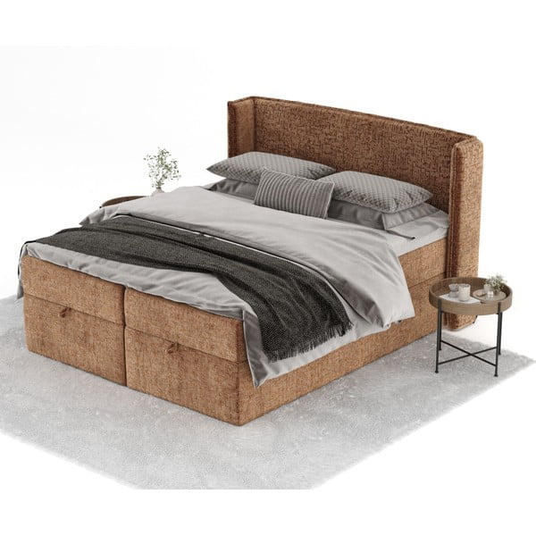 Narancssárga ágyneműtartós boxspring ágy 160x200 cm Passion – Maison de Rêve-image-2