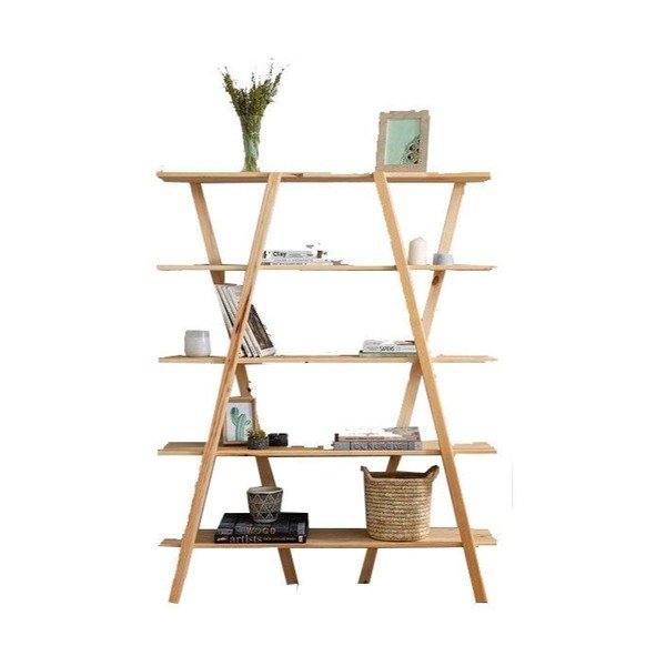 Natúr színű borovi fenyő könyvespolc 120x148 cm Perla – Kalune Design-image-2