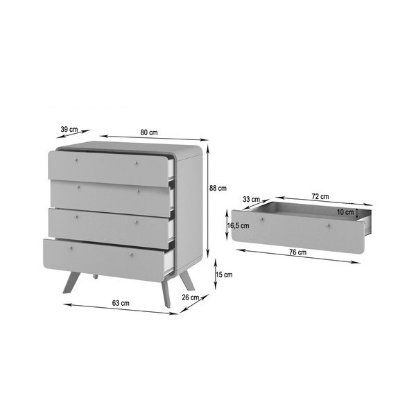 Fehér-natúr színű magas komód tölgyfa dekorral 80x88 cm Caitlin – Støraa-image-4