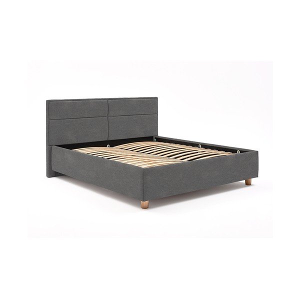 Grace világosszürke kétszemélyes ágy ágyráccsal és tárolóhellyel, 160 x 200 cm - AzAlvásért-image-2