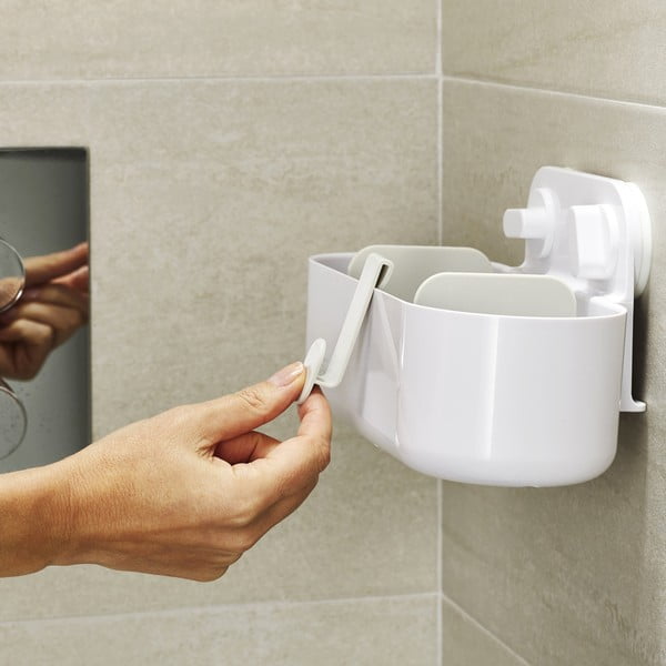 Fehér öntapadós műanyag fürdőszobai polc Duo – Joseph Joseph-image-3