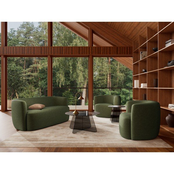 Szürke üveg kerek dohányzóasztal ø 80 cm Samos – Actona-image-1