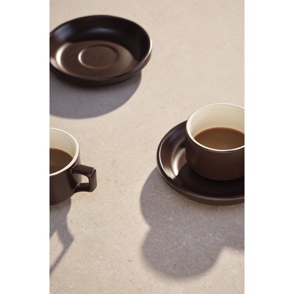 Barna kerámia csésze szett 4 db-os csészealjjal 300 ml Thelma – Jotex-image-1