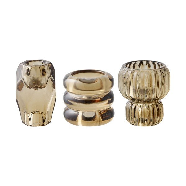 Üveg gyertyatartó készlet teamécseshez 3 db-os – House Nordic