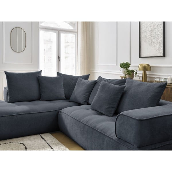 Sötétkék zsenília sarokkanapé (bal oldali-L alakú) Whesley – Bobochic Paris-image-4