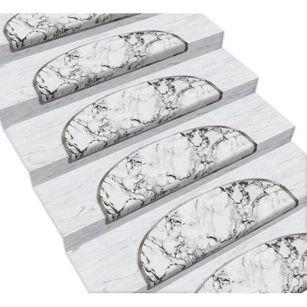 Fehér lépcsőszőnyeg készlet 16 db-os 65 x 20 cm Marble Dream - Vitaus-image-1
