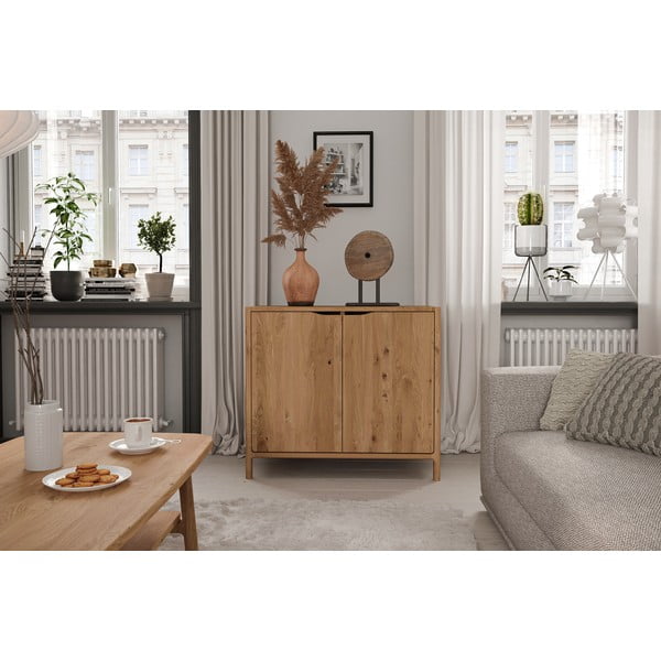 Natúr színű tölgyfa szekrény 95x80 cm Twig – The Beds-image-3