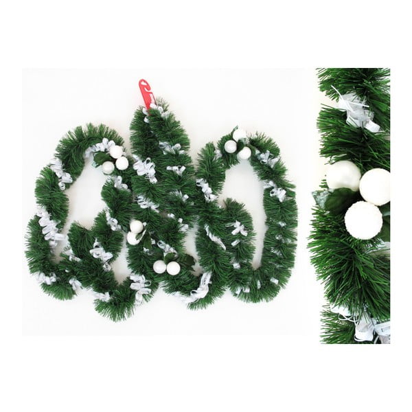 Tinsel dekorációs karácsonyi girland fehér részletekkel, hosszúsága 3 m - Unimasa
