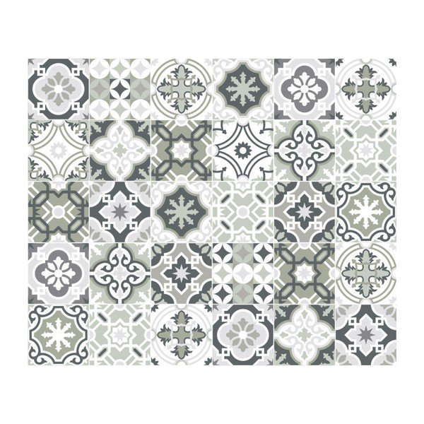 Wall Decal Cement Tiles Shades of Gray Oslo 30 db-os falmatrica szett, 15 x 15 cm - Ambiance-image-2