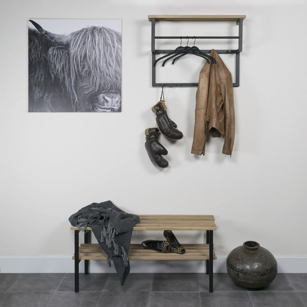 Fekete-natúr színű fém cipőtartó 100x45x34 cm Rizzoli – Spinder Design-image-1